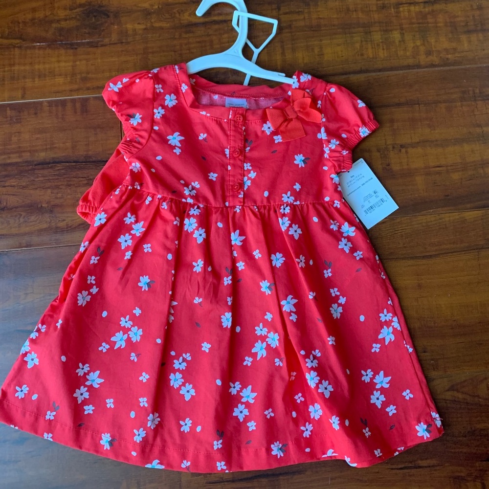 Red floral dress with bloomers